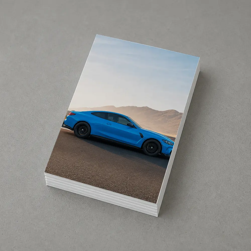 BMW M4 Blue Coupe Desert Road Side View – Postcards