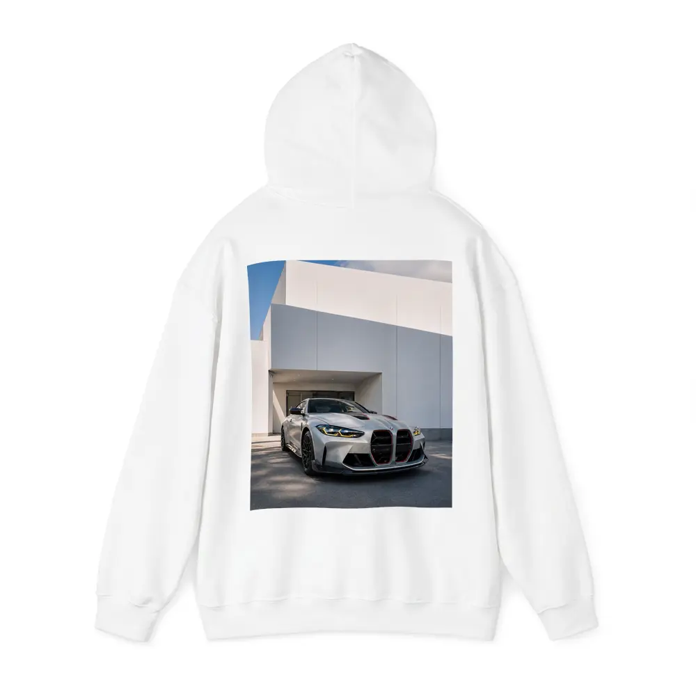 BMW M4 CSL Silver Against White Architecture – Hoodies