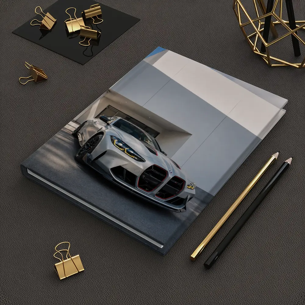 BMW M4 CSL Silver Against White Architecture – Notebooks