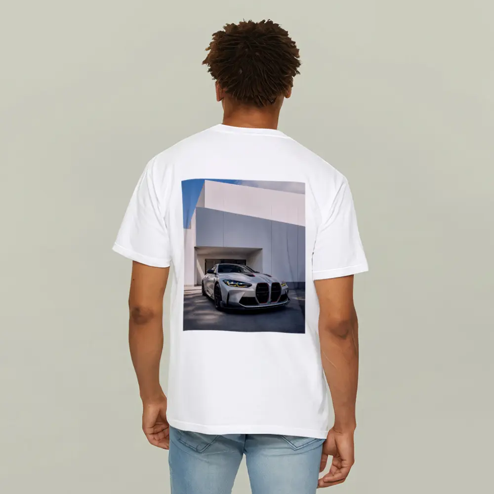 BMW M4 CSL Silver Against White Architecture – T-Shirts