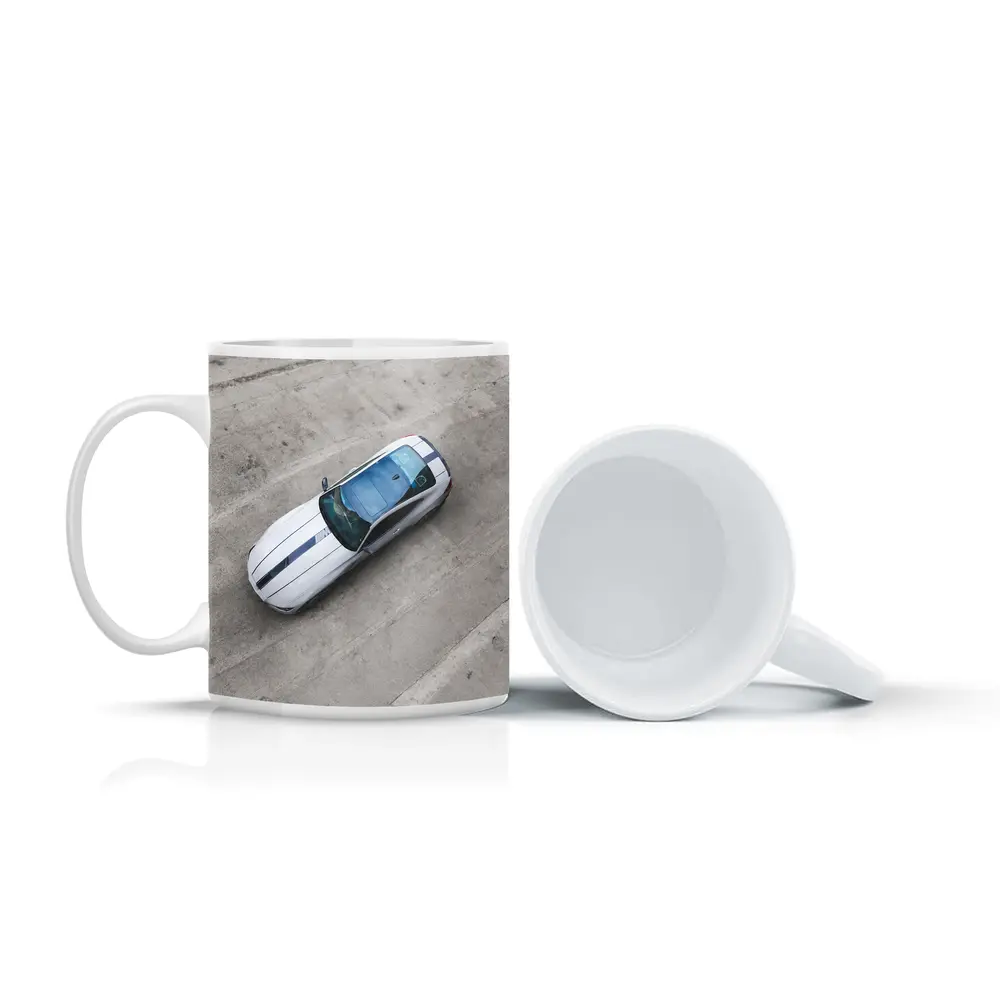 BMW M4 White Racing Stripes Top View – Mugs