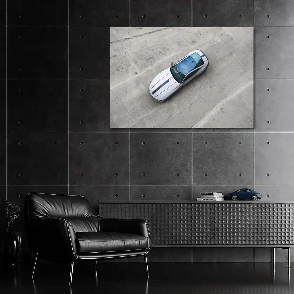BMW M4 White Racing Stripes Top View – Wall Art