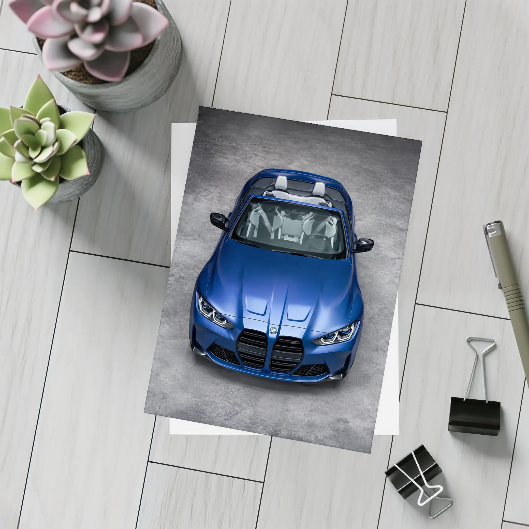 BMW M4 Cabriolet Blue Studio Shot – Postcards