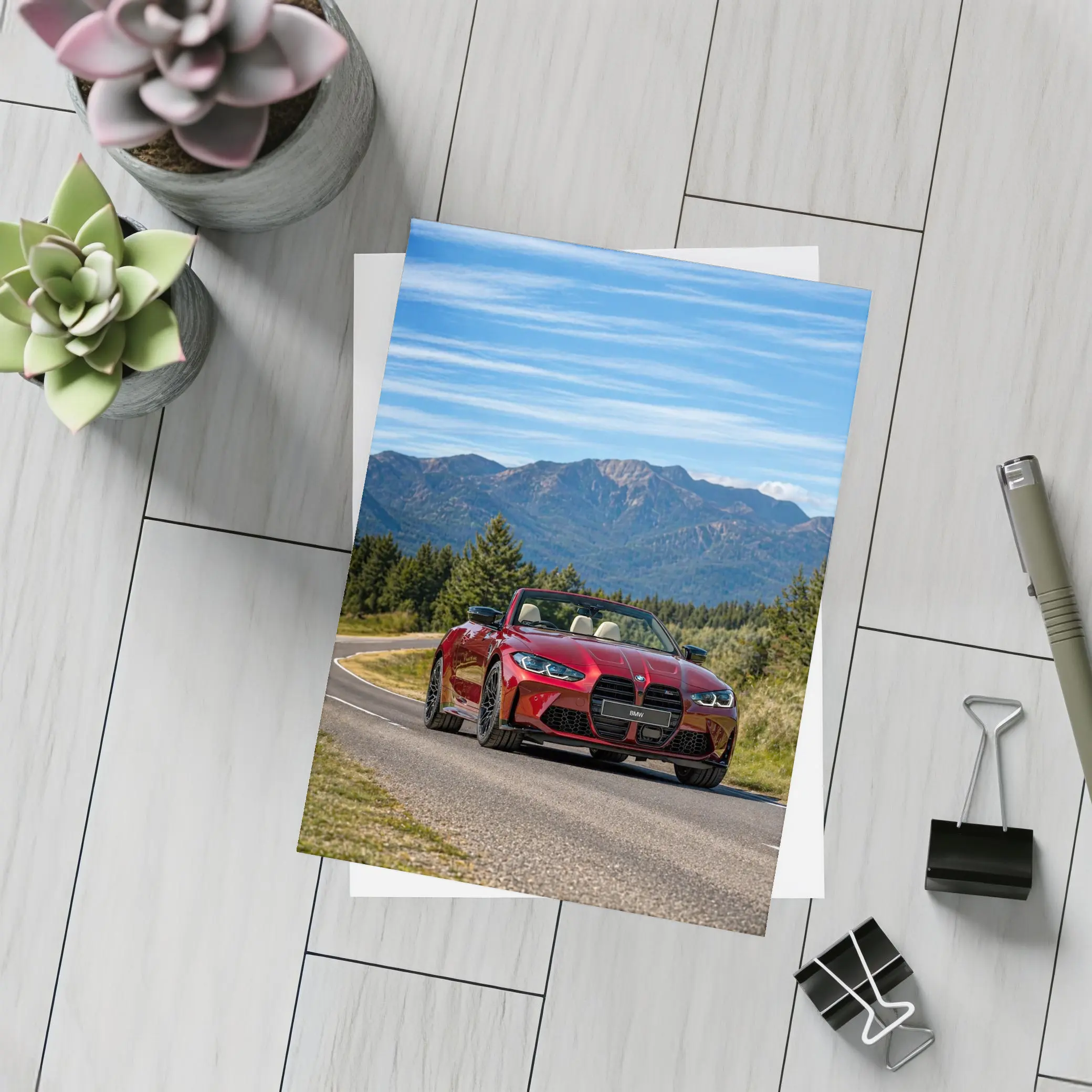 BMW M4 Convertible Red Mountain Road – Postcards