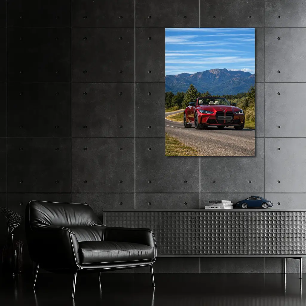 BMW M4 Convertible Red Mountain Road – Wall Art