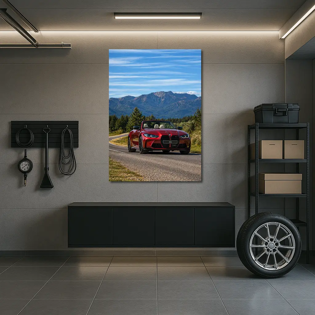BMW M4 Convertible Red Mountain Road – Wall Art