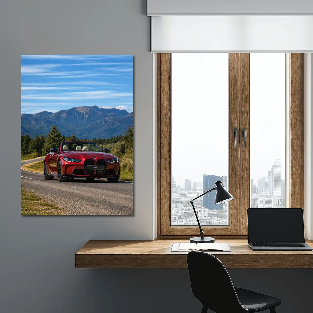 BMW M4 Convertible Red Mountain Road – Wall Art