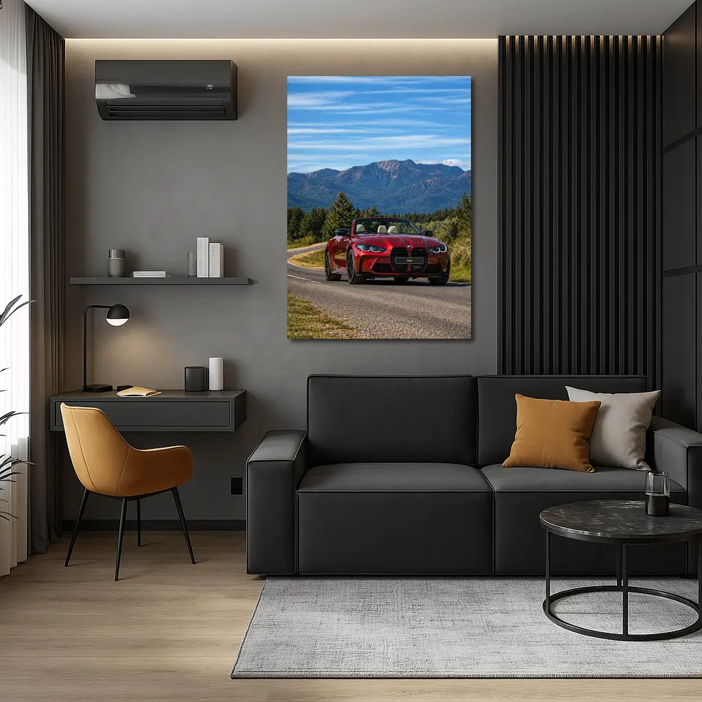 BMW M4 Convertible Red Mountain Road – Wall Art