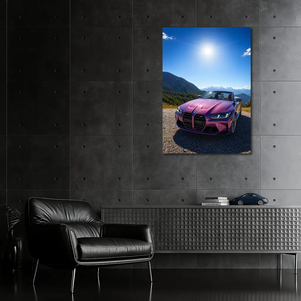 BMW M4 Convertible Purple Mountain Backdrop – Wall Art