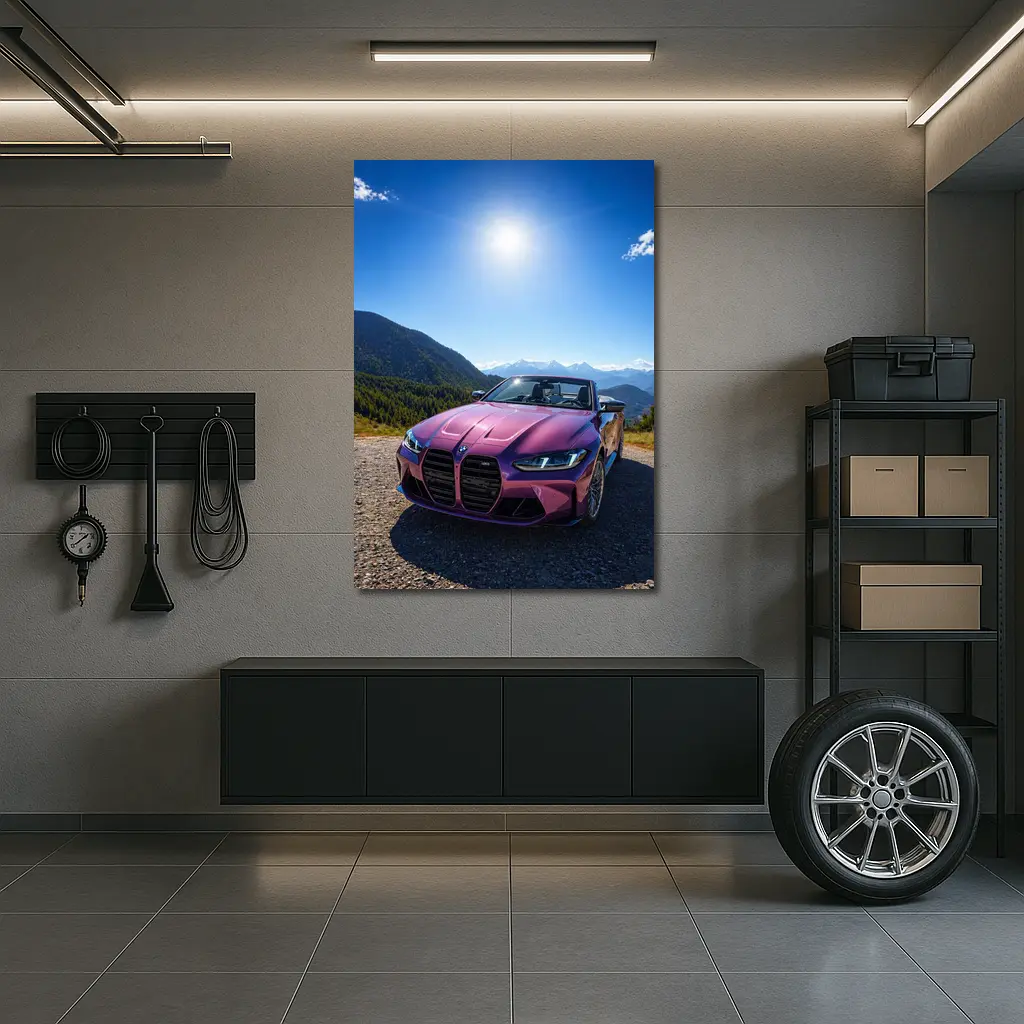 BMW M4 Convertible Purple Mountain Backdrop – Wall Art