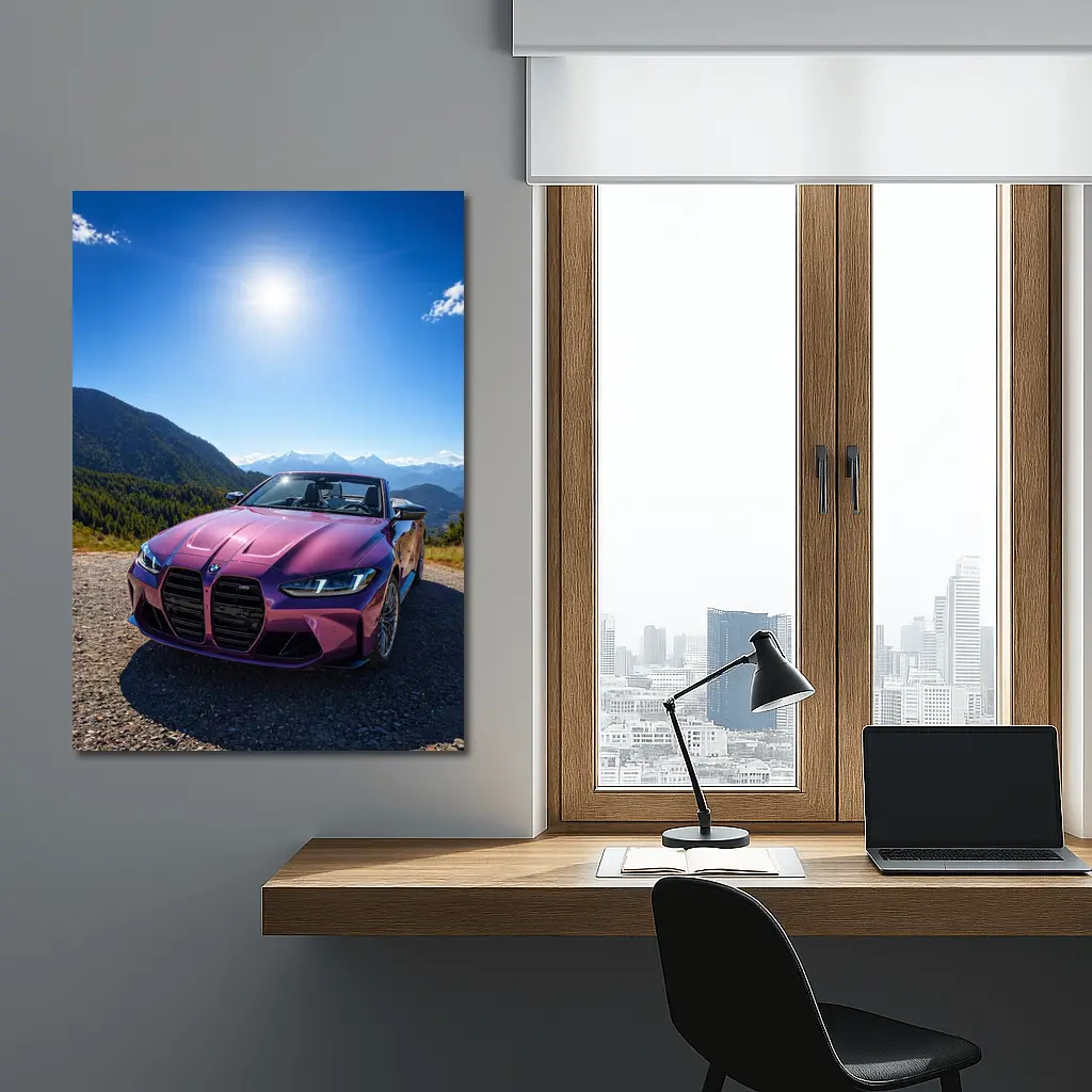 BMW M4 Convertible Purple Mountain Backdrop – Wall Art