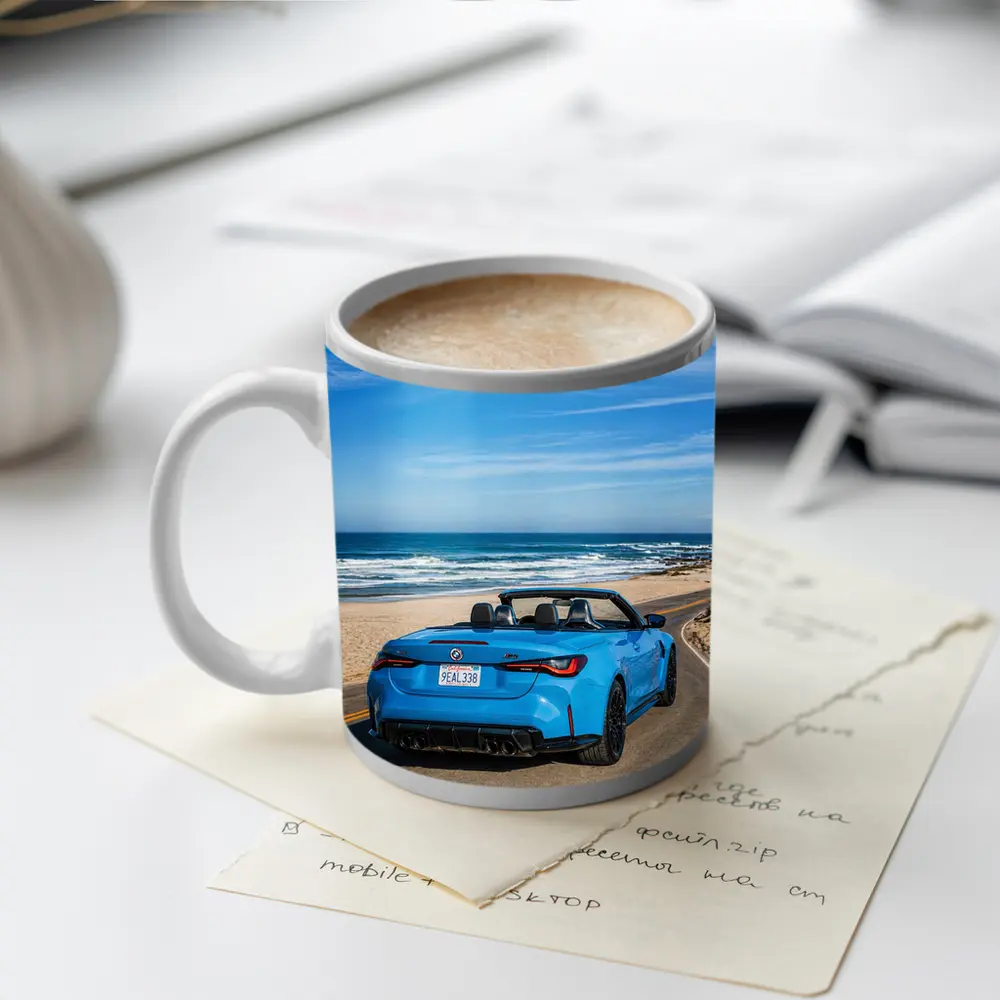 BMW M4 Convertible Blue Coastal Road Drive – Mugs