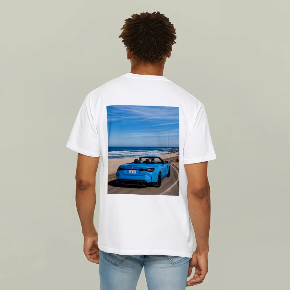 BMW M4 Convertible Blue Coastal Road Drive – T-Shirts