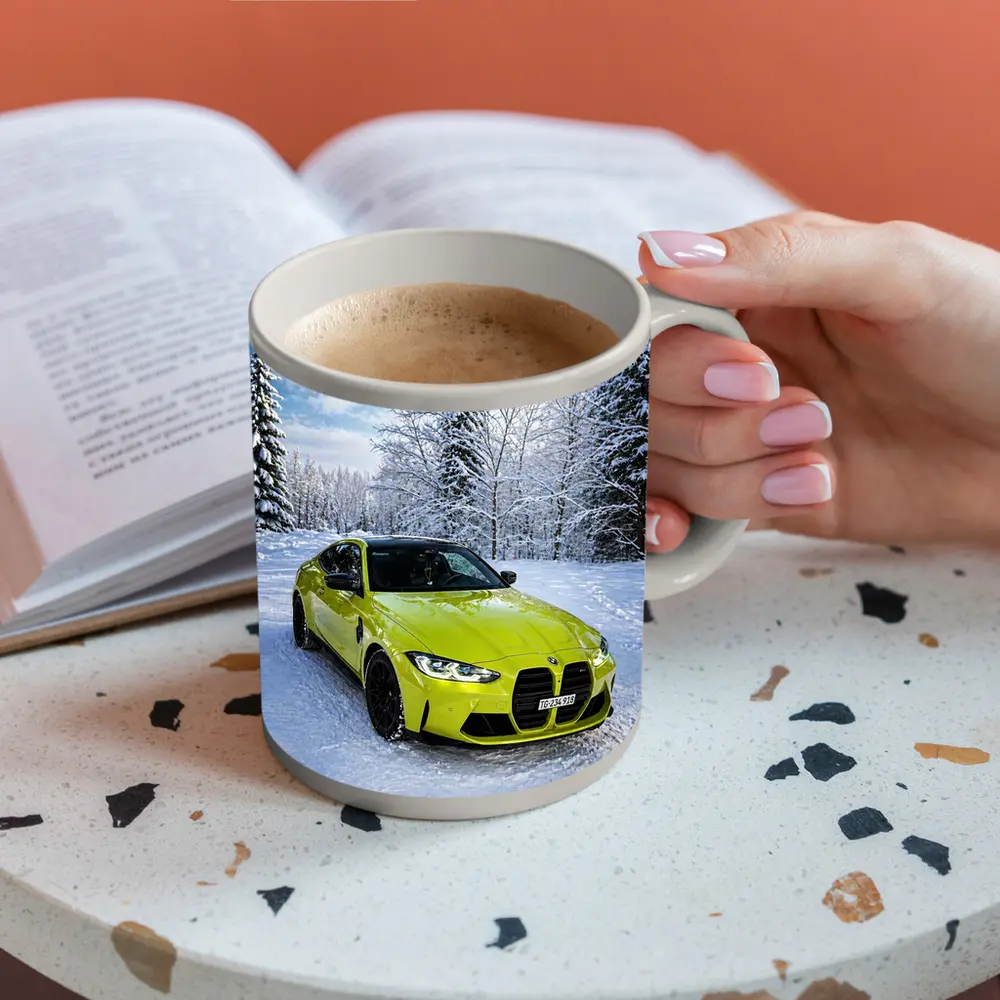 BMW M4 Competition Yellow Snow Forest – Mugs