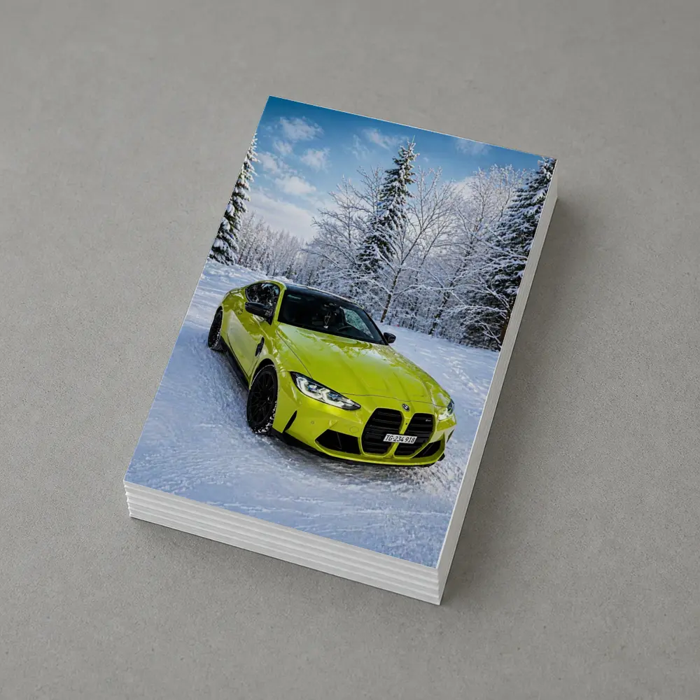 BMW M4 Competition Yellow Snow Forest – Postcards