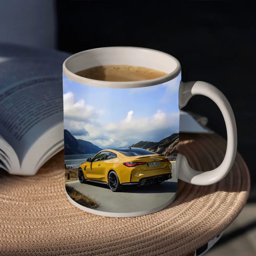 BMW M4 Yellow Coupe Coastal Road Drive – Mugs