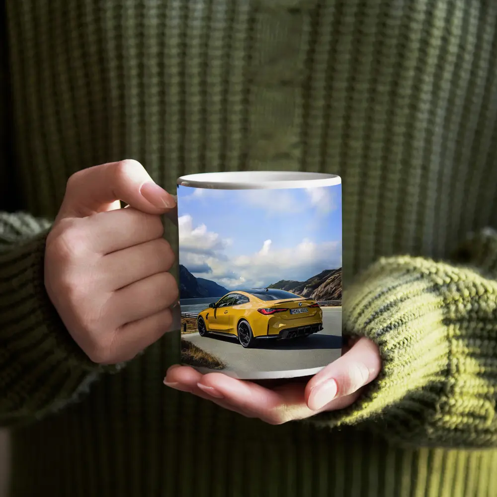 BMW M4 Yellow Coupe Coastal Road Drive – Mugs