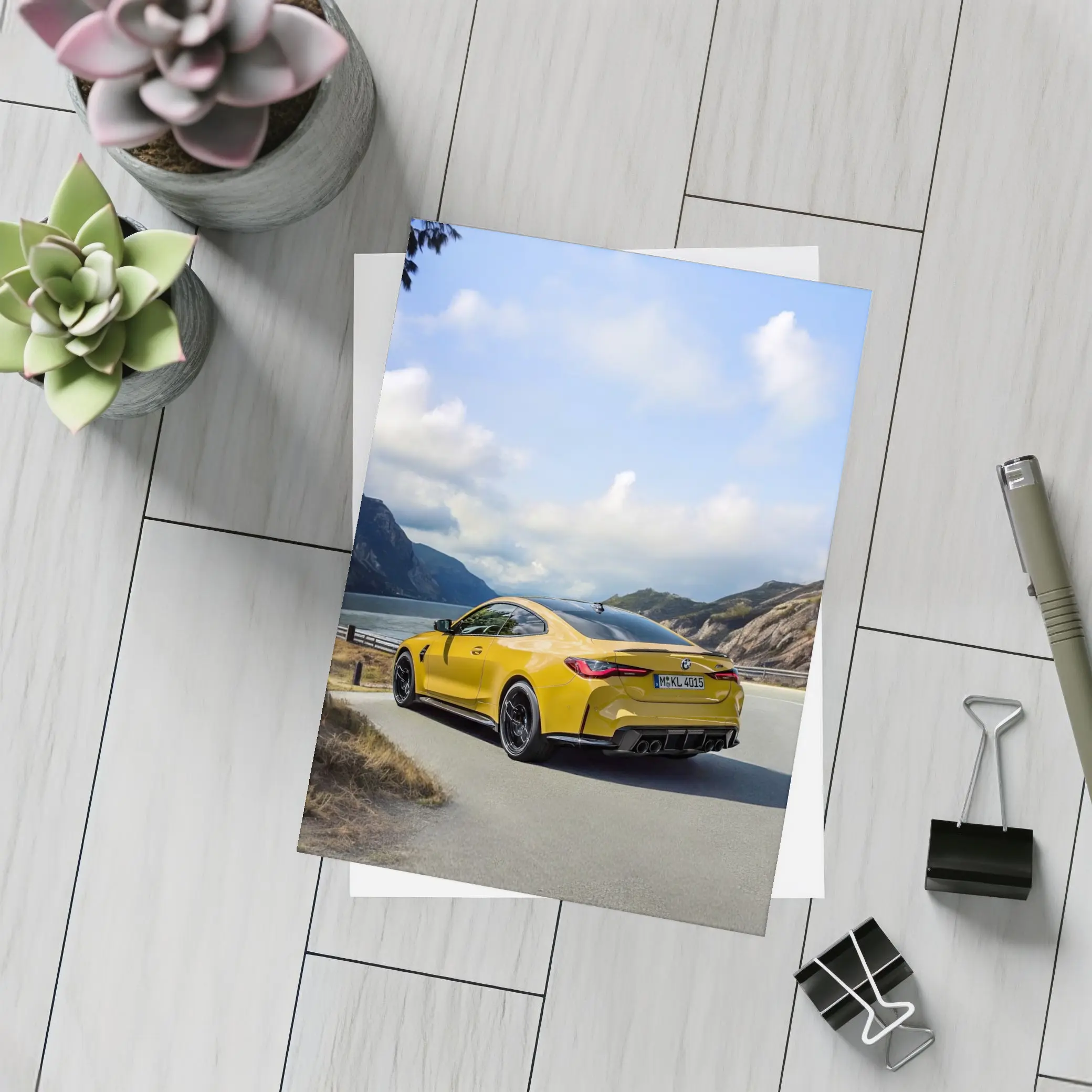 BMW M4 Yellow Coupe Coastal Road Drive – Postcards