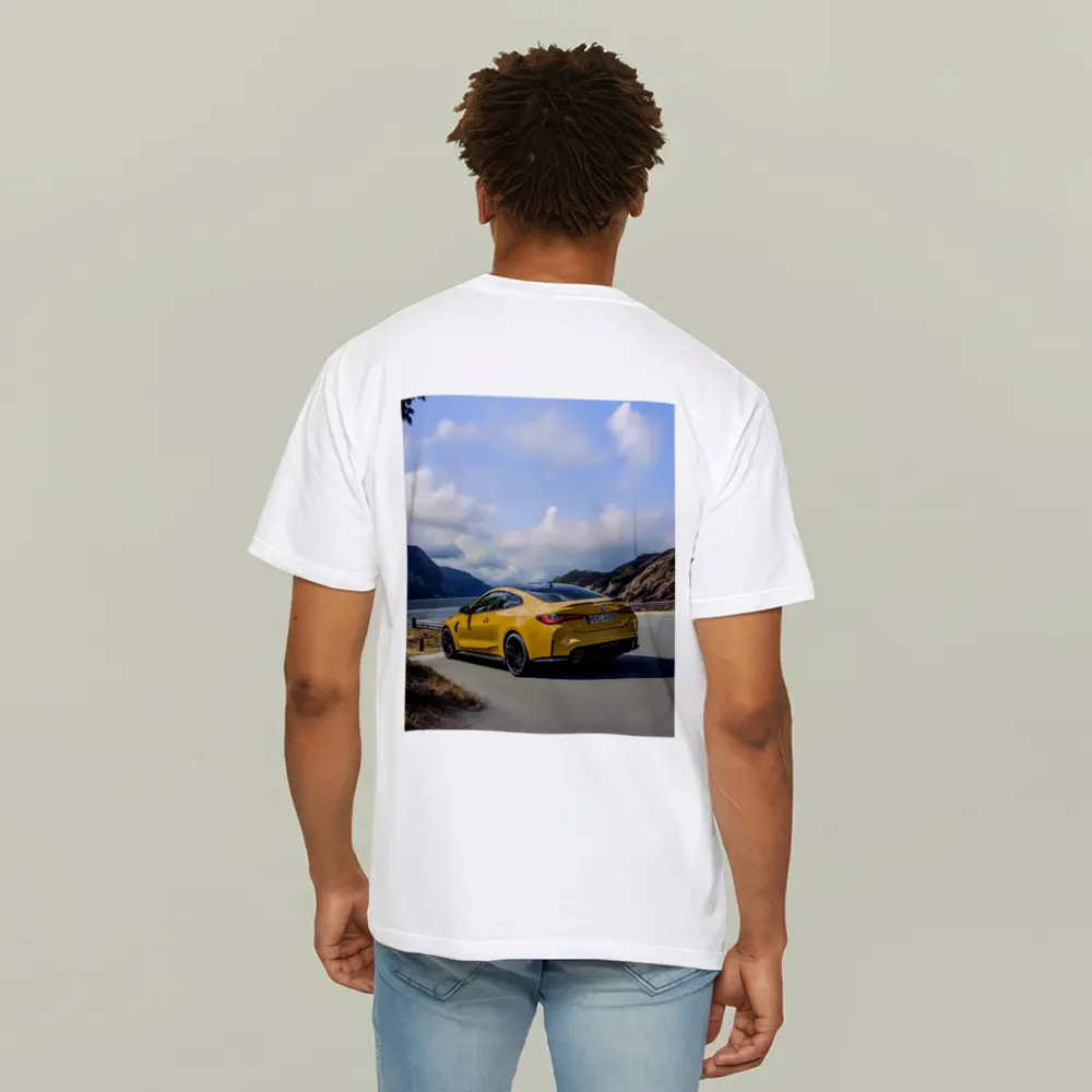 BMW M4 Yellow Coupe Coastal Road Drive – T-Shirts