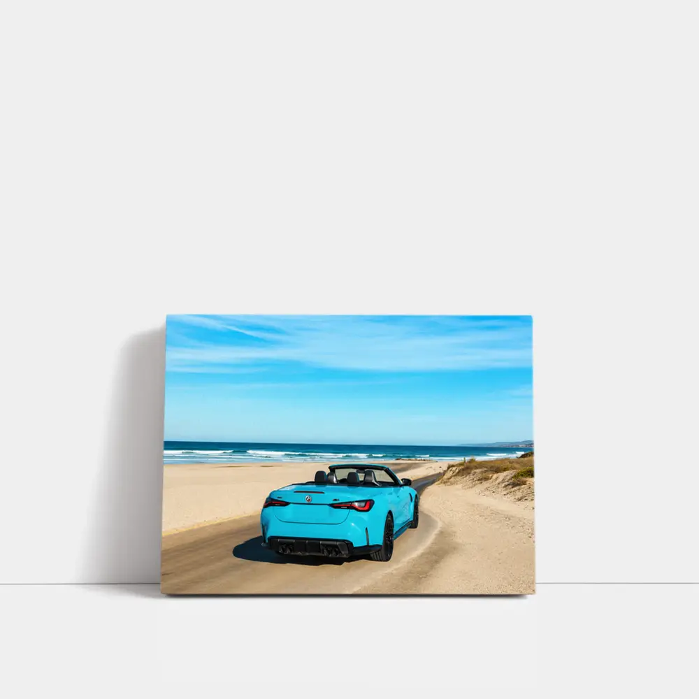 BMW M4 Convertible Blue Beach Road – Wall Art