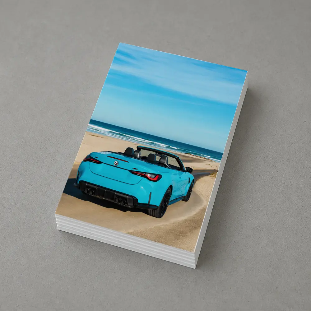 BMW M4 Convertible Blue Beach Road – Postcards