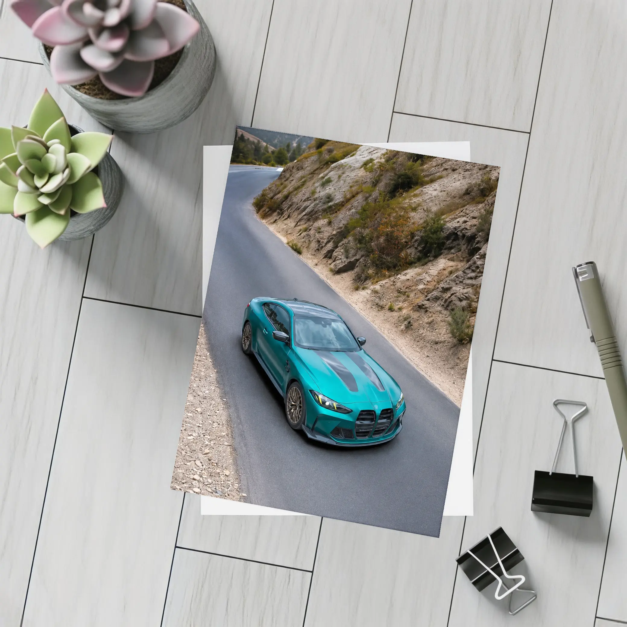 BMW M4 Teal Coupe Mountain Road Drive – Postcards