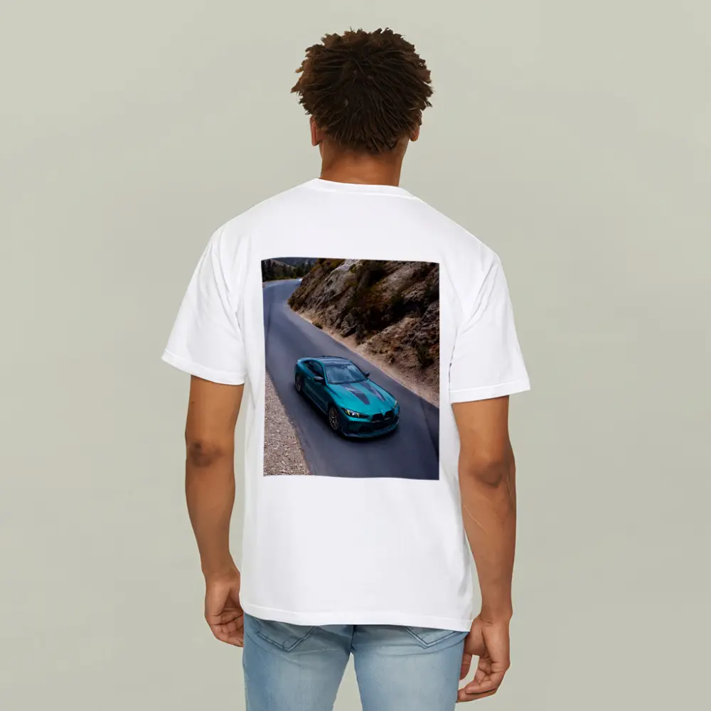BMW M4 Teal Coupe Mountain Road Drive – T-Shirts