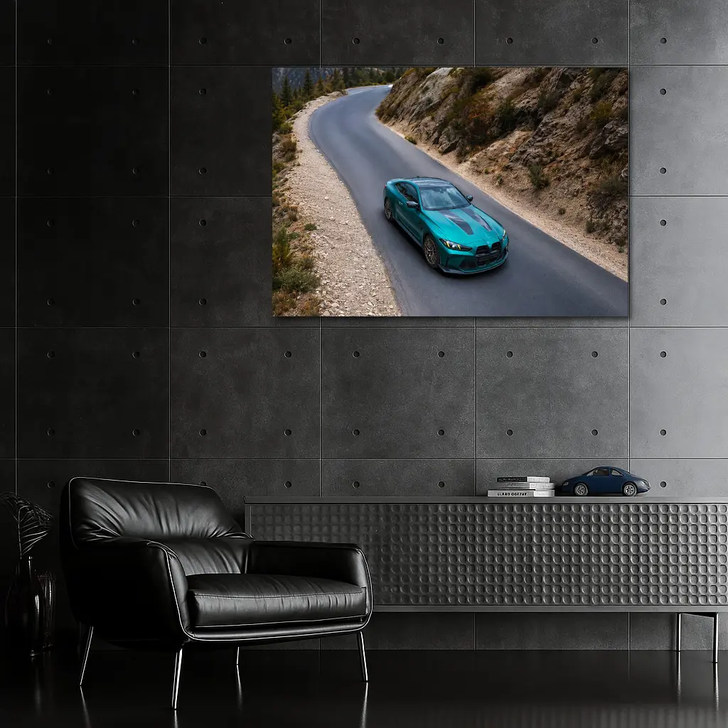 BMW M4 Teal Coupe Mountain Road Drive – Wall Art