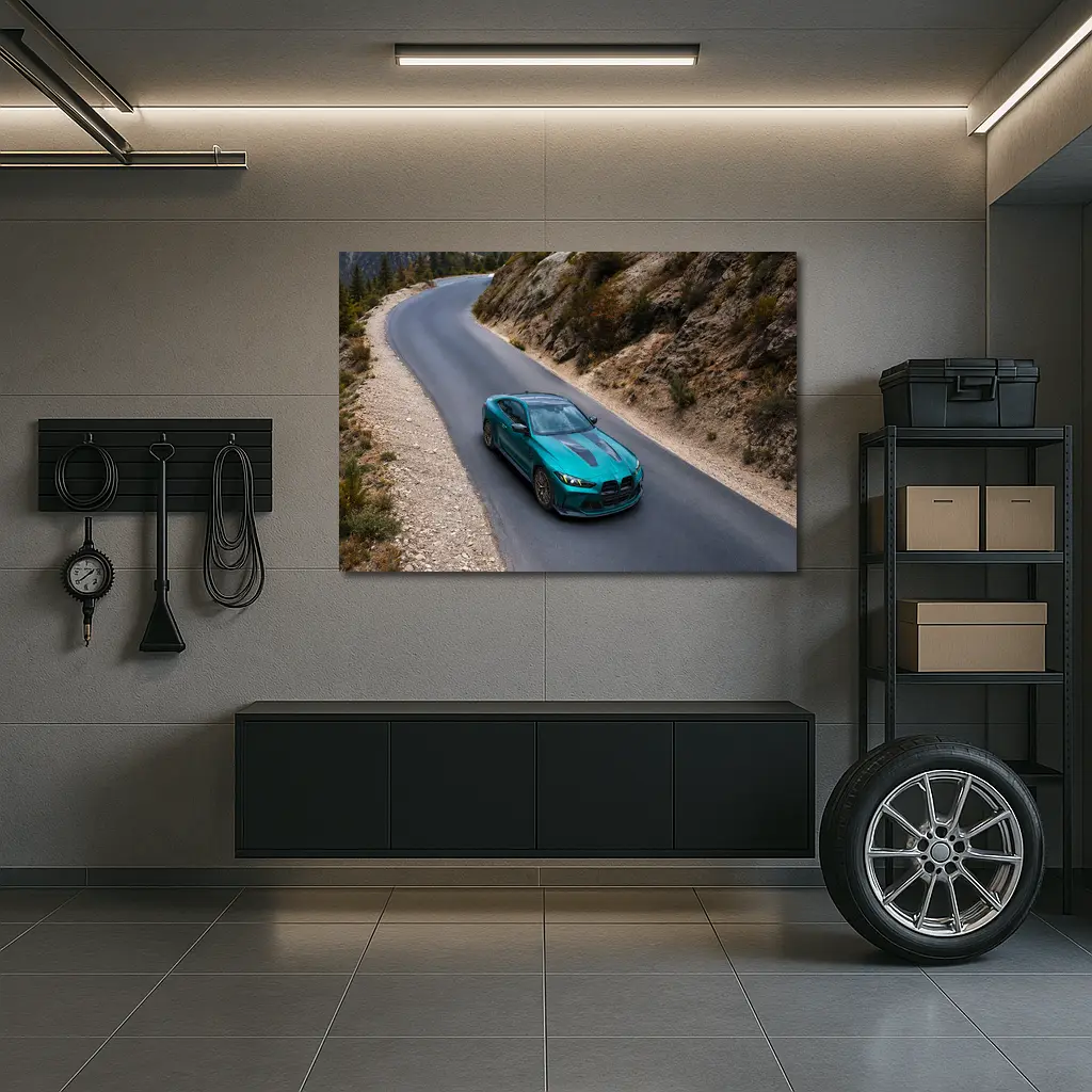 BMW M4 Teal Coupe Mountain Road Drive – Wall Art