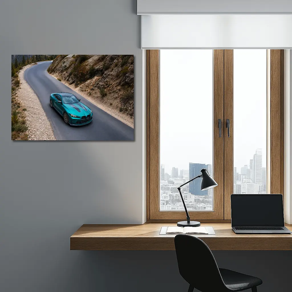 BMW M4 Teal Coupe Mountain Road Drive – Wall Art