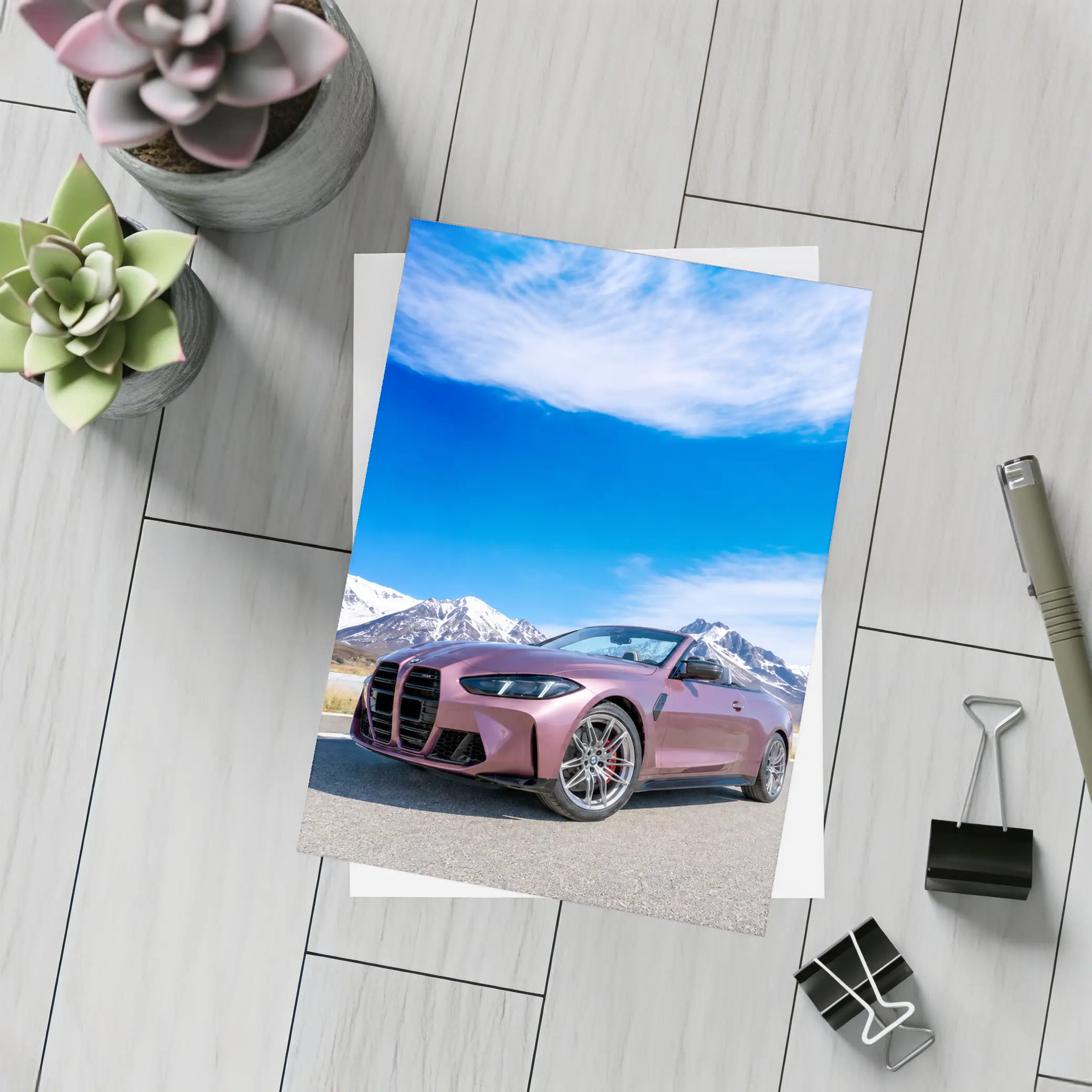 BMW M4 Convertible Snow Mountain Road – Postcards