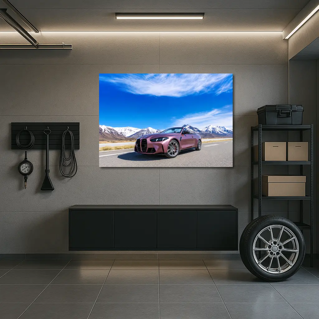 BMW M4 Convertible Snow Mountain Road – Wall Art