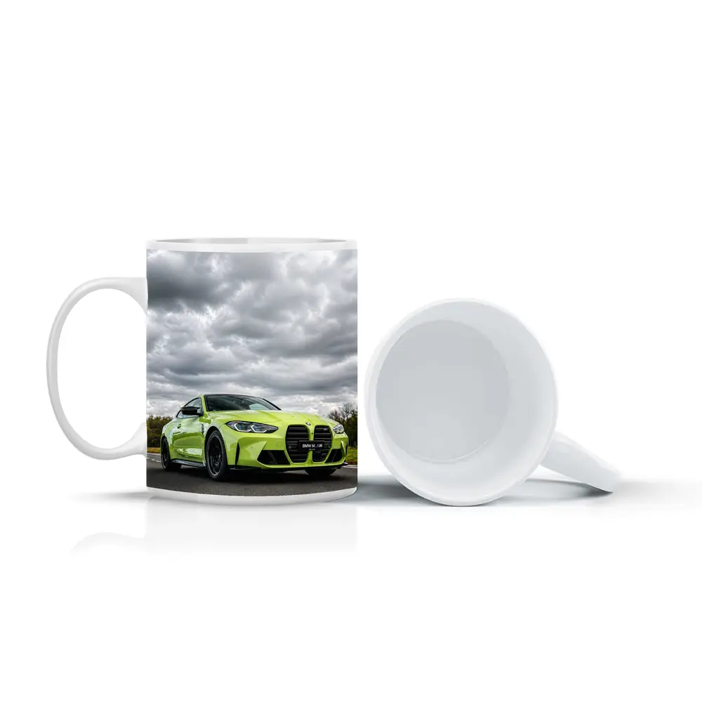 BMW M4 Lime Green Coupe Cloudy Sky – Mugs