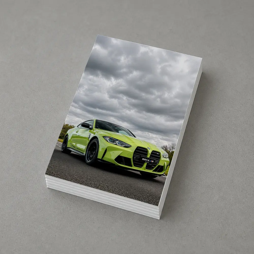 BMW M4 Lime Green Coupe Cloudy Sky – Postcards