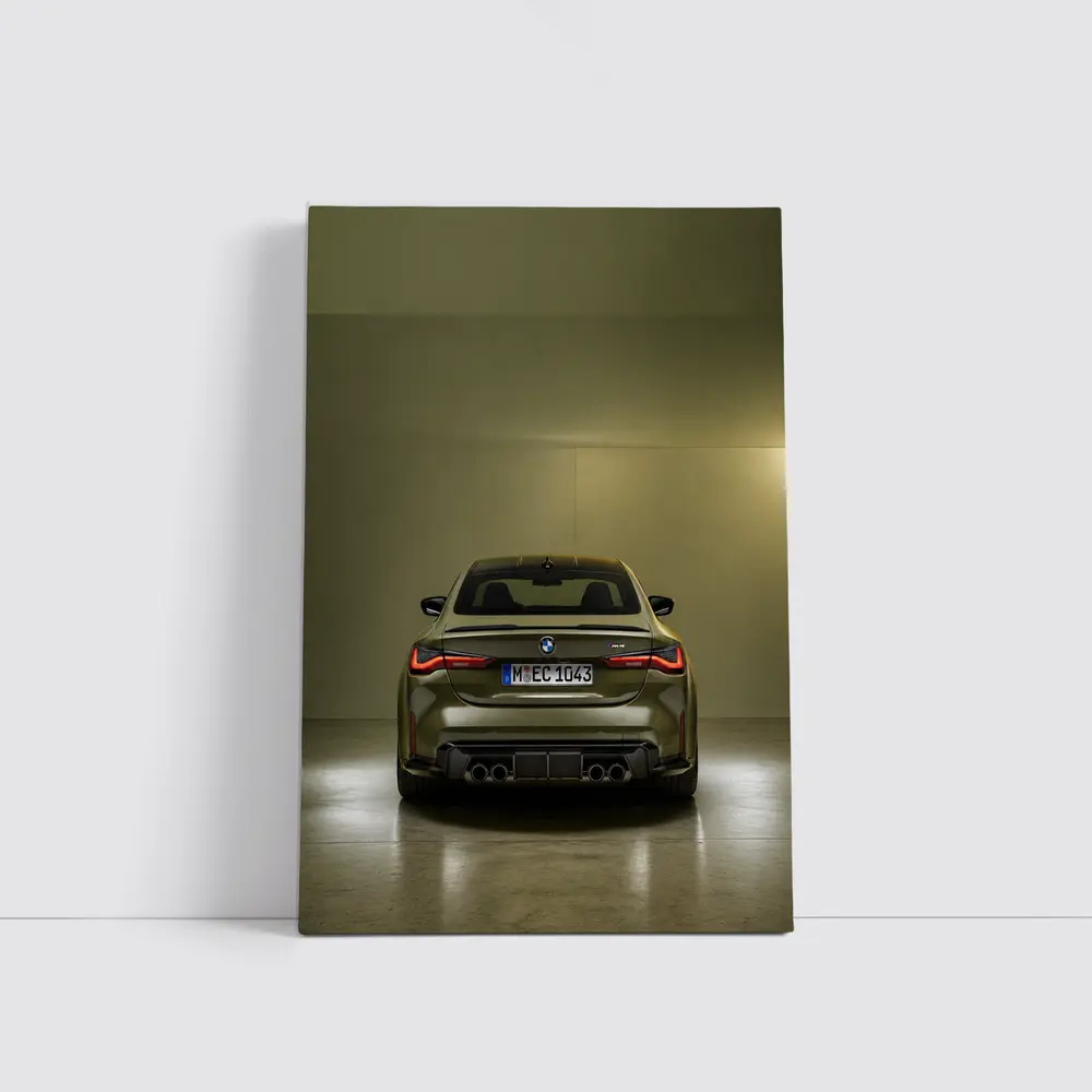 BMW M4 Rear View Olive Green Studio – Wall Art