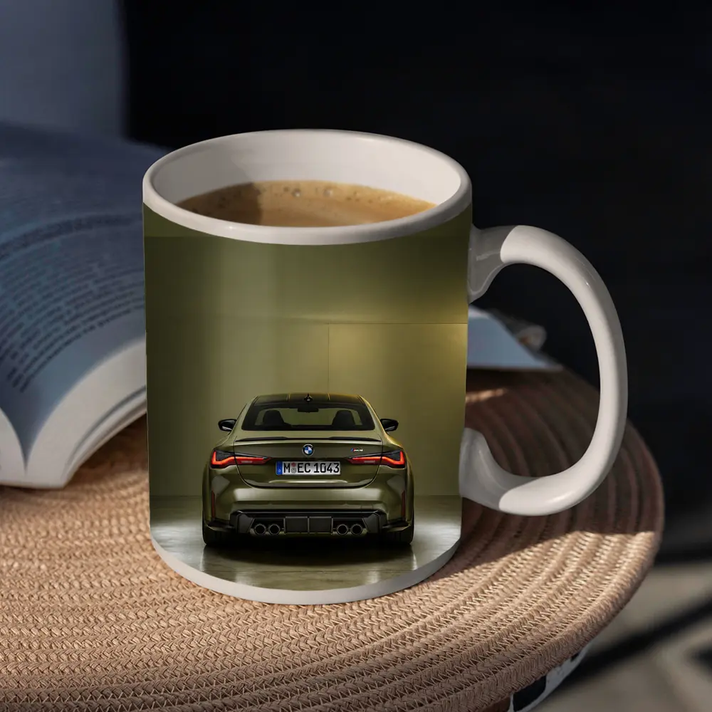 BMW M4 Rear View Olive Green Studio – Mugs