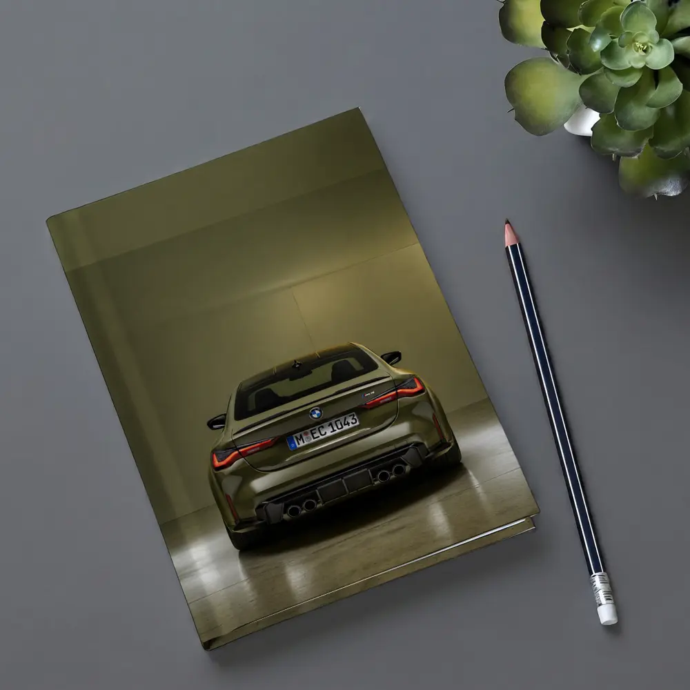 BMW M4 Rear View Olive Green Studio – Notebooks