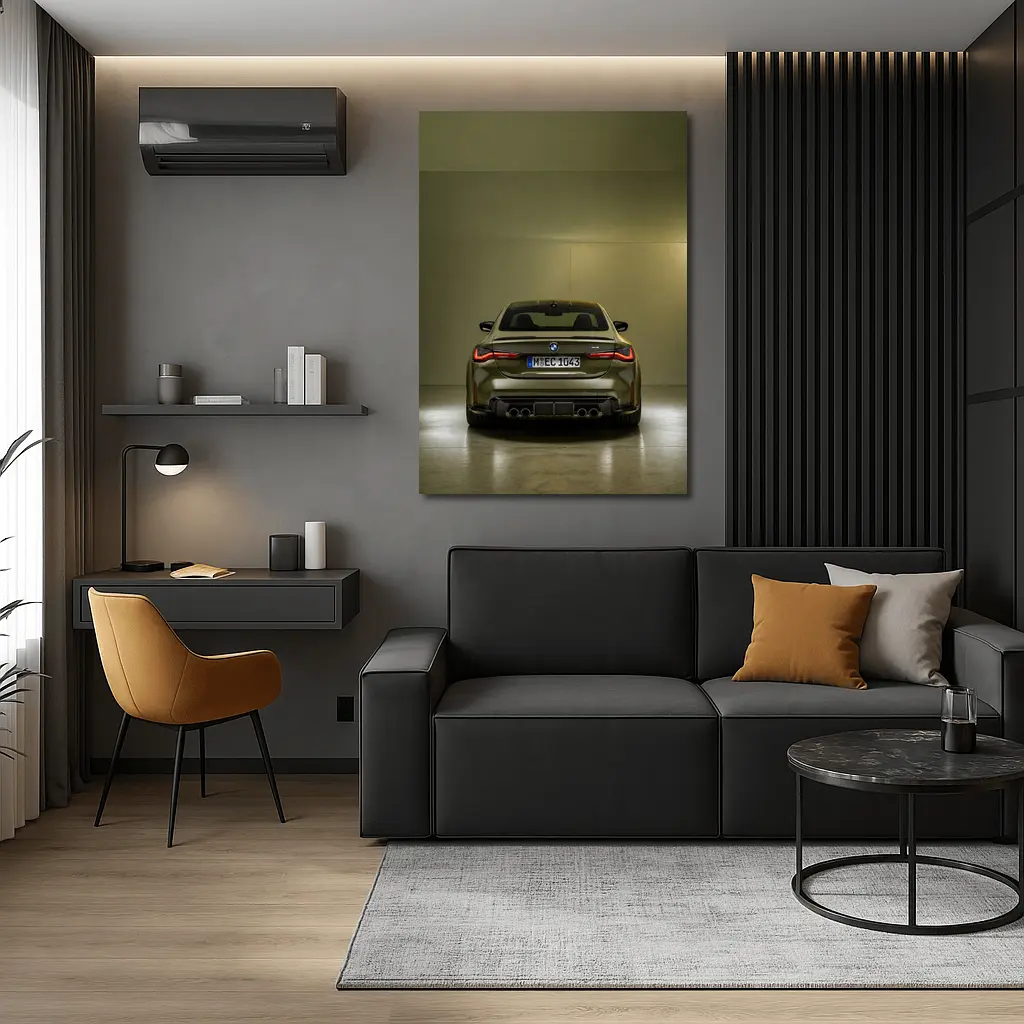 BMW M4 Rear View Olive Green Studio – Wall Art