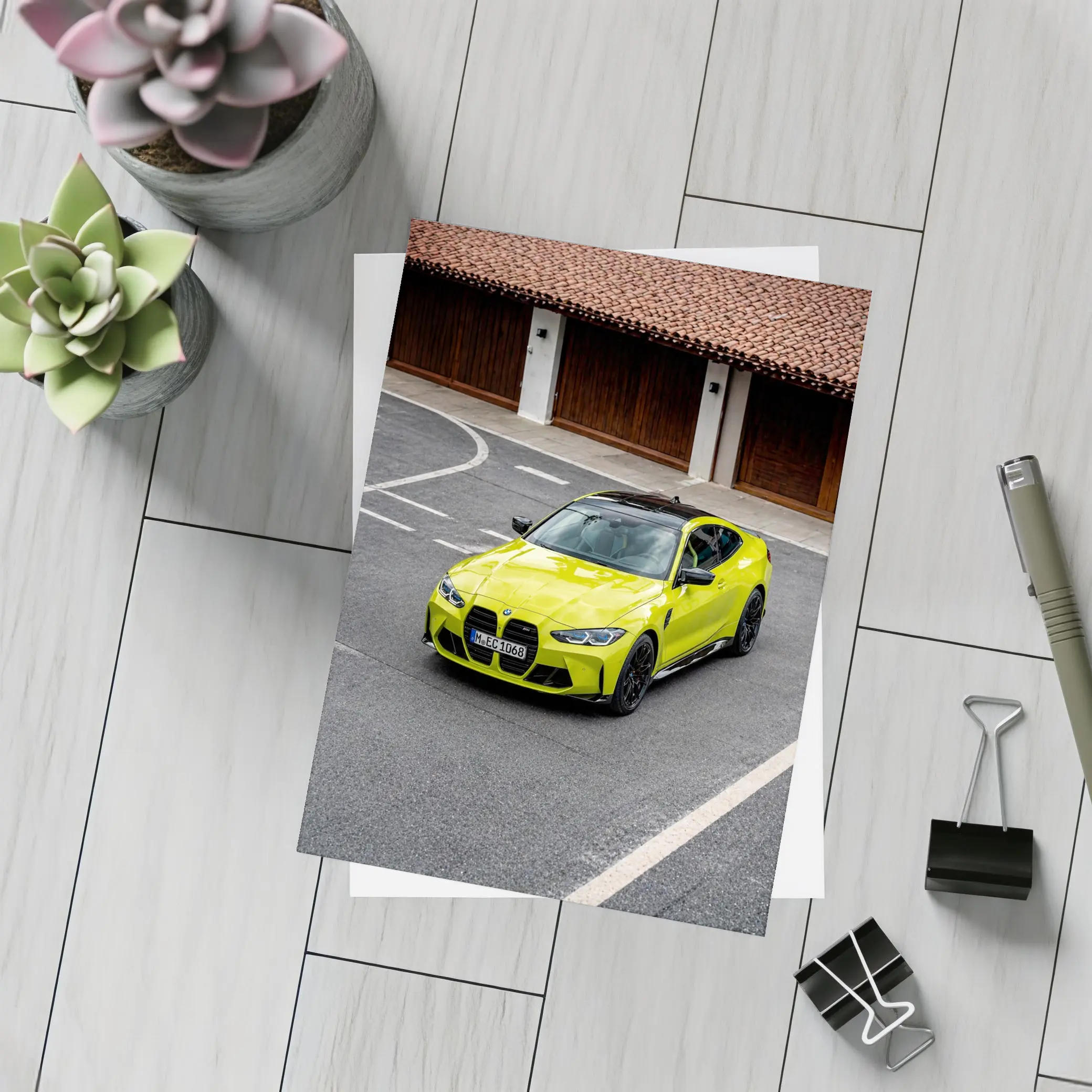 BMW M4 Coupe Acid Yellow Street – Postcards