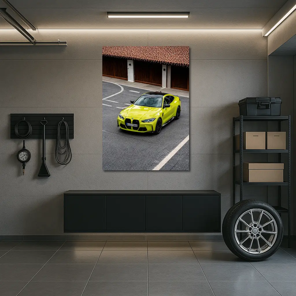 BMW M4 Coupe Acid Yellow Street – Wall Art