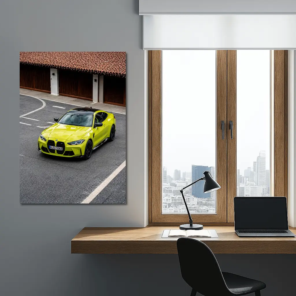 BMW M4 Coupe Acid Yellow Street – Wall Art
