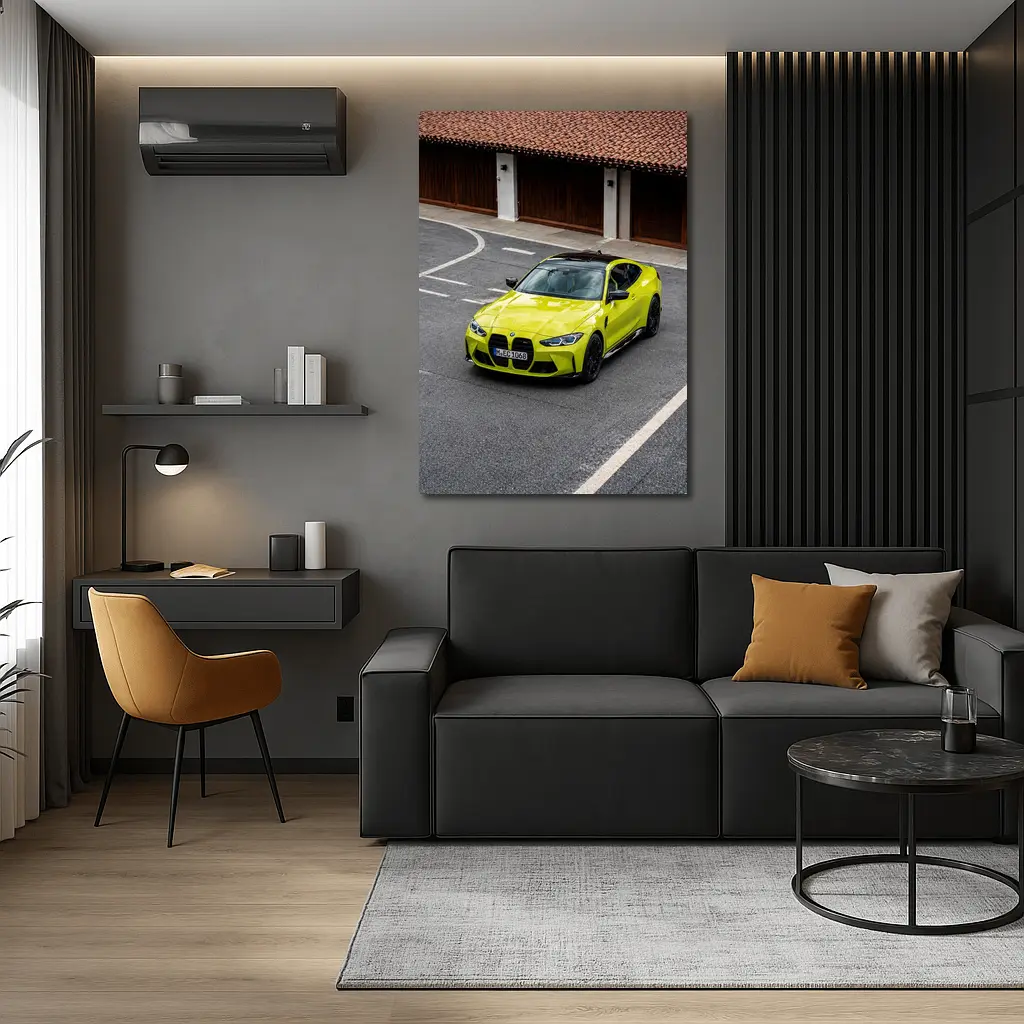 BMW M4 Coupe Acid Yellow Street – Wall Art
