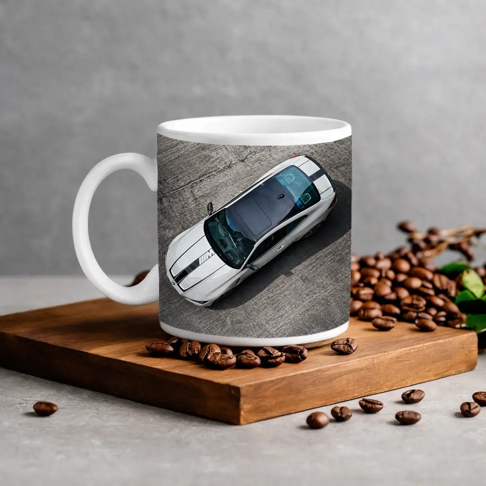 BMW M4 White Coupe Aerial Track View – Mugs