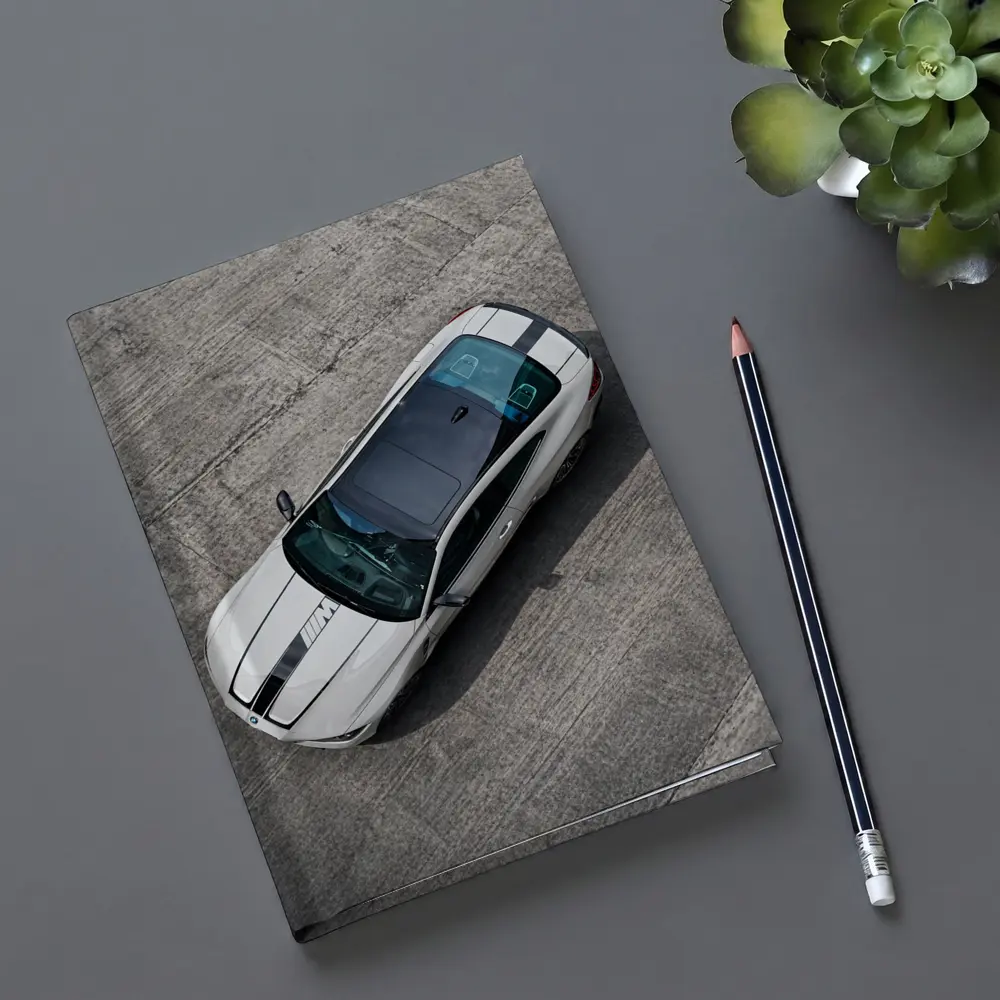 BMW M4 White Coupe Aerial Track View – Notebooks