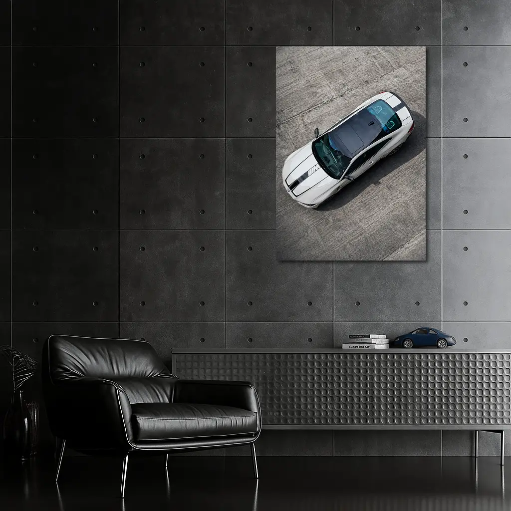 BMW M4 White Coupe Aerial Track View – Wall Art