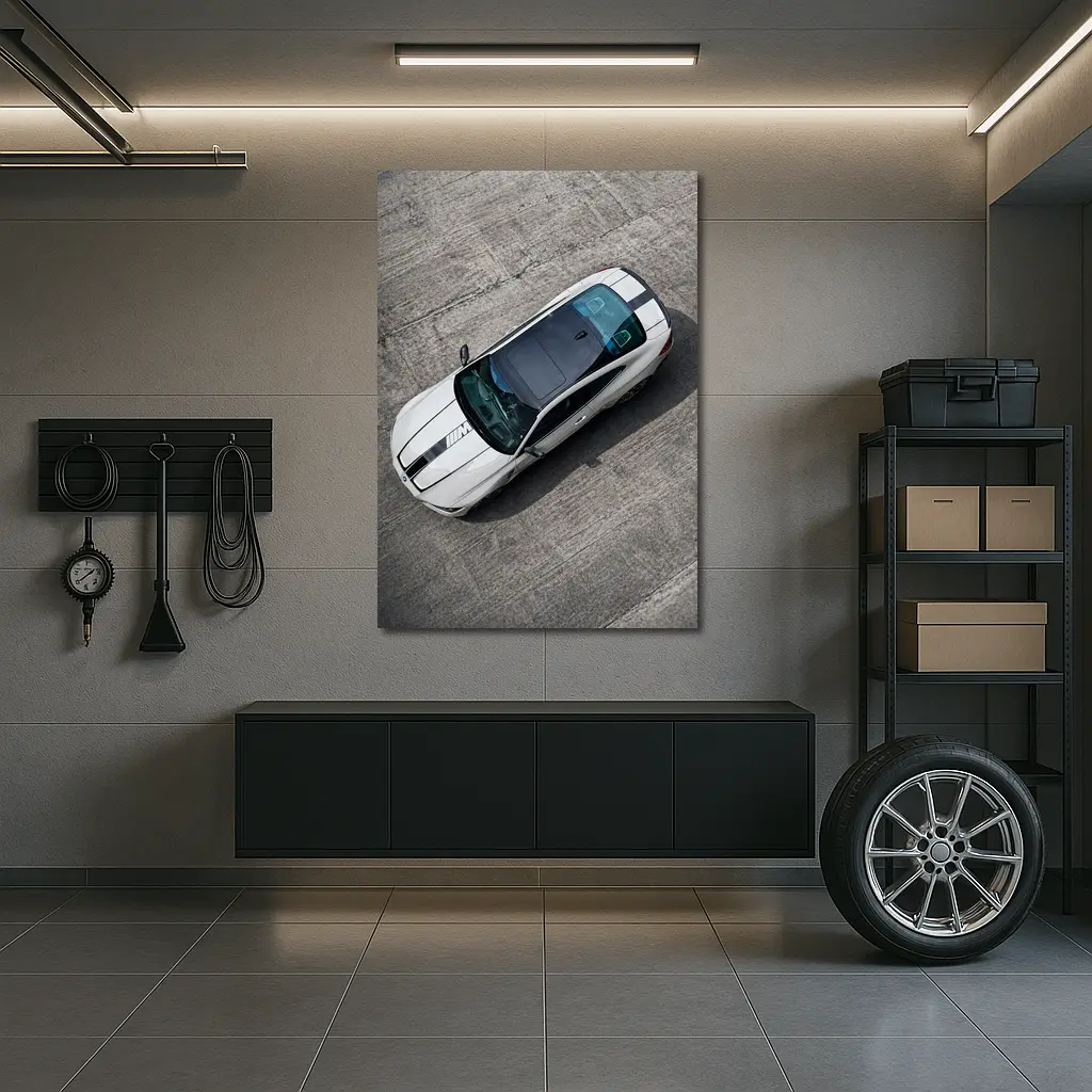 BMW M4 White Coupe Aerial Track View – Wall Art