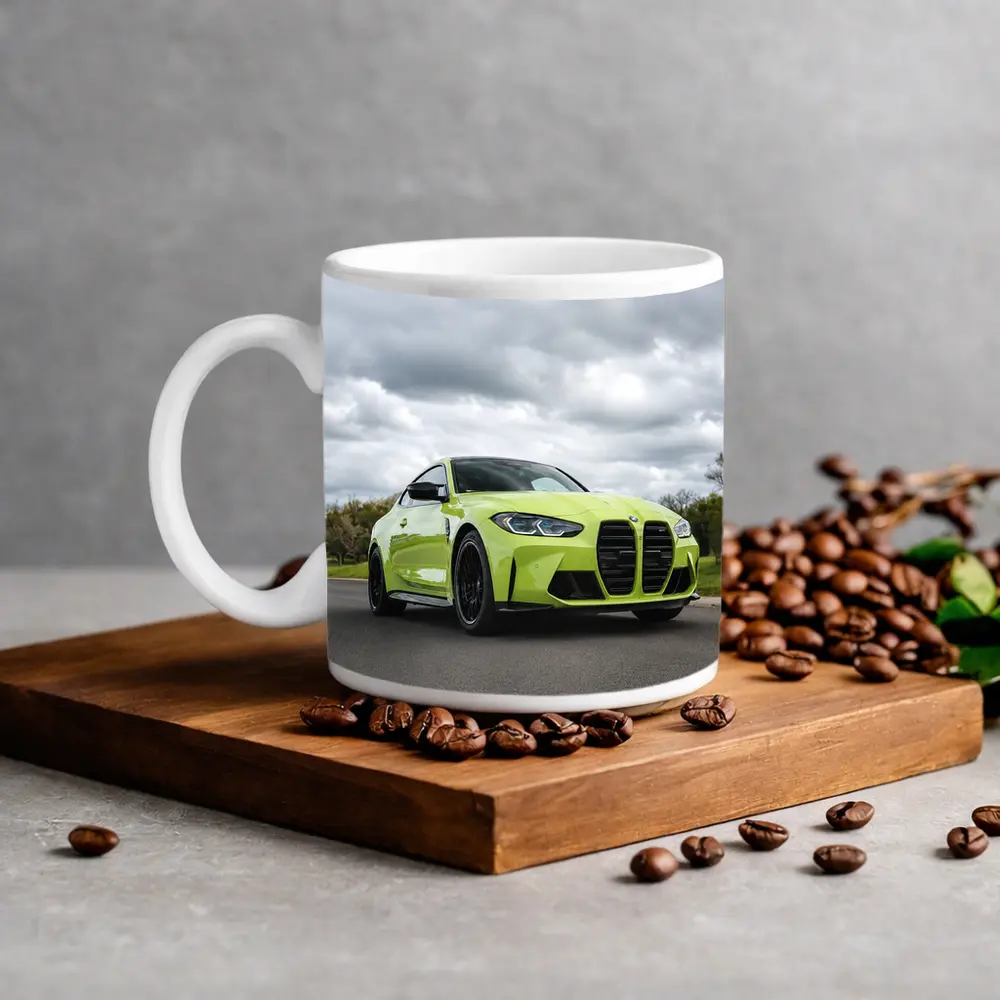 BMW M4 Lime Green Coupe Open Road – Mugs