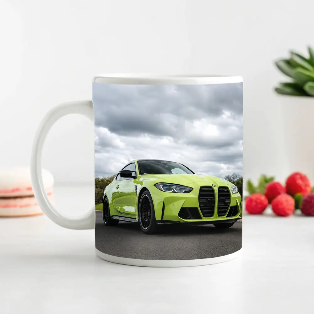 BMW M4 Lime Green Coupe Open Road – Mugs