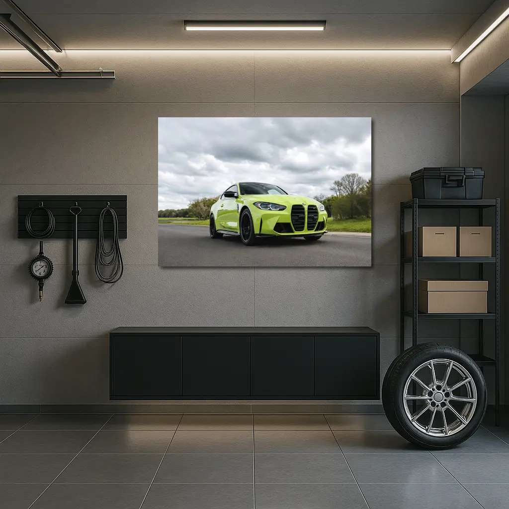 BMW M4 Lime Green Coupe Open Road – Wall Art