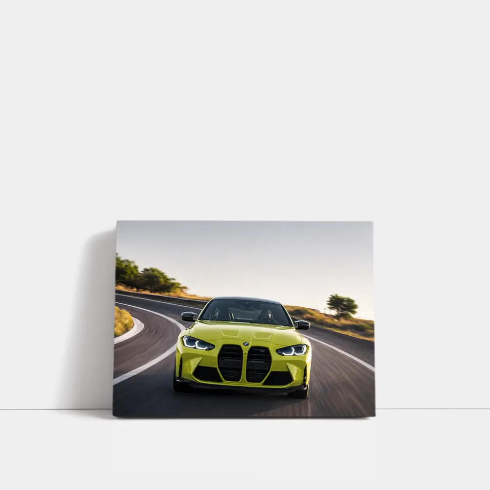 BMW M4 Lime Green On Winding Road – Wall Art